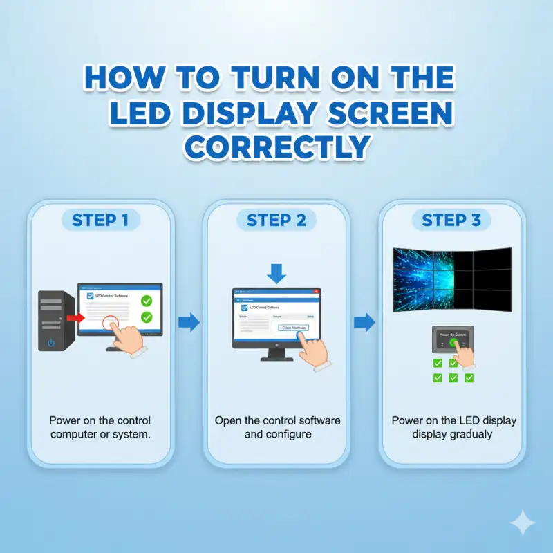 Step by step guide on turning on LED display screen correctly with picture