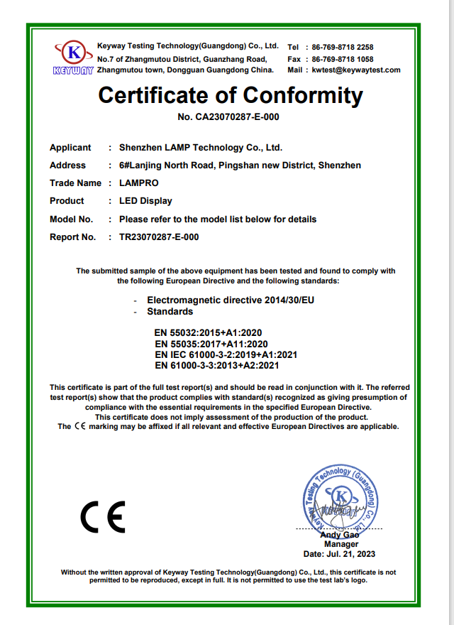 CE-EMC Certificate